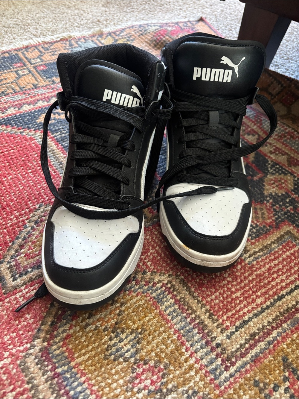 Puma Kids Black and White High-Top Sneakers